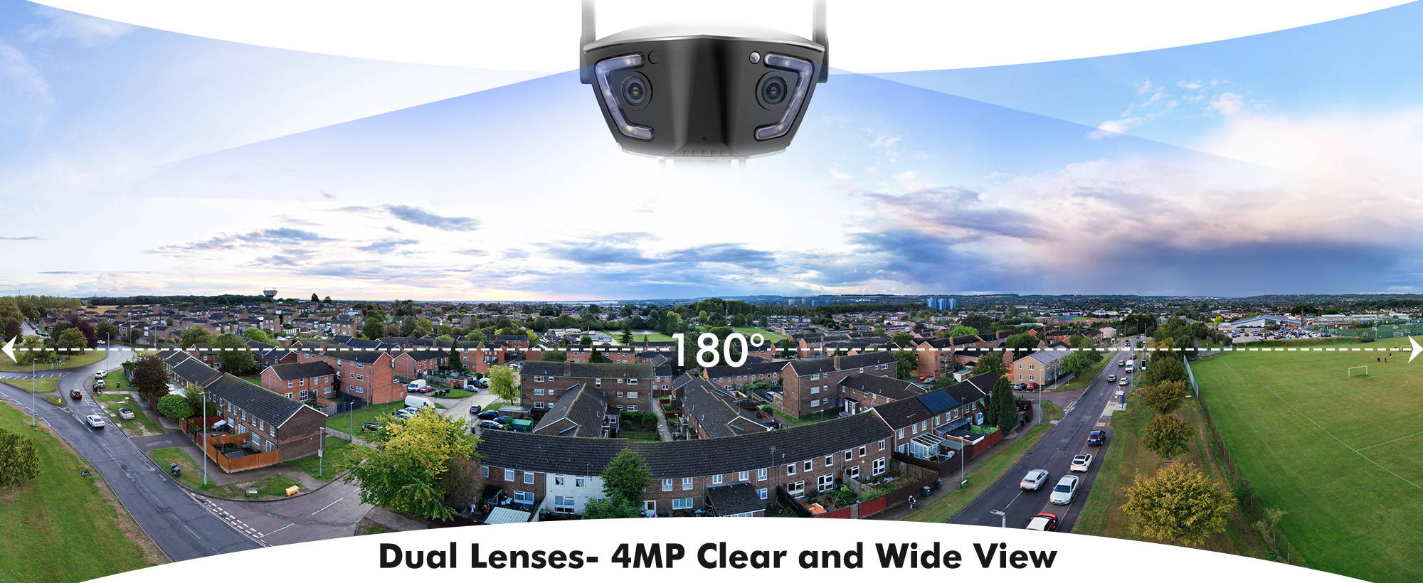 Ctronics 4MP デュアルレンズ有線 WiFi 屋外セキュリティカメラ 180